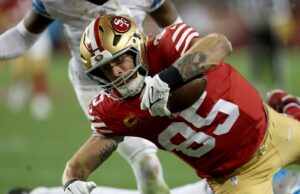A extensão de George Kittle mostra que os 49ers permanecem comprometidos em ganhar O San Francisco 49ers, George Kittle (85), solta um grito depois de marcar um jogo de touchdown de 44 jardas contra o Seattle Seahawks no quarto trimestre no Levi's Stadium em Santa Clara, Califórnia, no domingo, 10 de dezembro de 2023. (Grupo de Karl Mondon/Bay Area News)