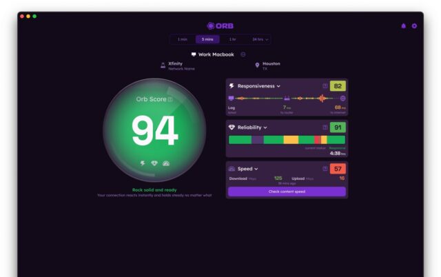 O ORB é um novo aplicativo do ex -CEO da Ookla que oferece uma visão geral da sua conexão com a Internet.




