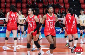 PNVF correndo para obter Van Sickle e Phillips em Alas Pilipinas Petro Gazz Angels AVC Champions League