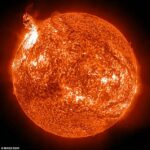 A NASA emitiu um aviso após uma forte explosão de energia do sol, que foi medida como uma erupção solar da classe X2.7, a categoria mais alta para explosões solares. A erupção solar parece ser um raio brilhante na luz ultravioleta extrema, que é colorida vermelha para destacar um enorme calor.