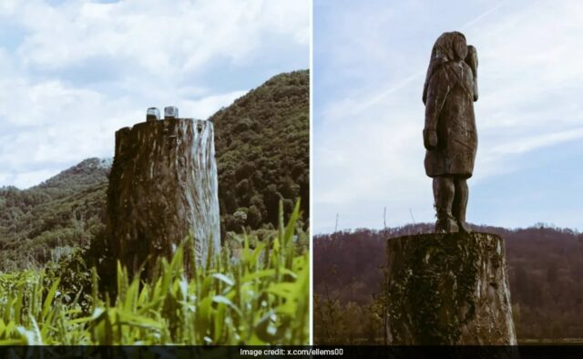 A estátua de Melania Trump começou em tornozelos, roubada em sua cidade natal, Eslovênia

