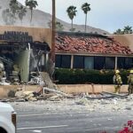 Os bombeiros respondem a uma forte explosão na clínica reprodutiva em Palm Springs, que abalou o final da manhã de sábado