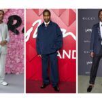 Esta foto de combinação mostra várias moda usadas pelo motorista da Fórmula 1 Lewis Hamilton.