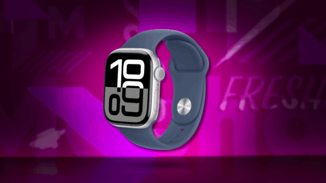 Apple Watch Series 10 (Caso GPS de 42 mm) SmartWatch com estojo de alumínio prateado com banda esportiva de jeans - s/m. Rastreador de fitness, aplicativo ECG, sempre exibição de retina, resistente à água