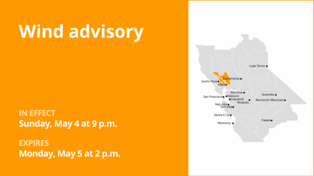 ATUALIZAÇÃO: Um aviso de vento está em vigor para as Montanhas Interior de North Bay, East Bay Hills e East Bay Hills até segunda -feira.



