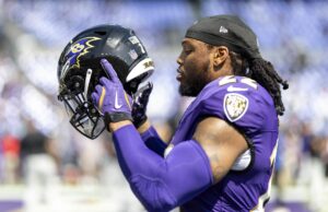 Cinco jogadores ativos da NFL que têm mais touchdowns correndo. Derrick Henry fechar