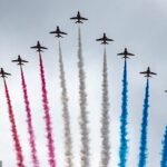 As setas vermelhas participarão do FlyPast sobre Londres como parte dos eventos para marcar 80 dias do dia ve