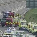 A Rodovia Berkshire foi trancada em ambas as direções após o incidente, que ocorreu na estrada Link do cruzamento de 10 a A329 m perto de Reading hoje às 14:45.