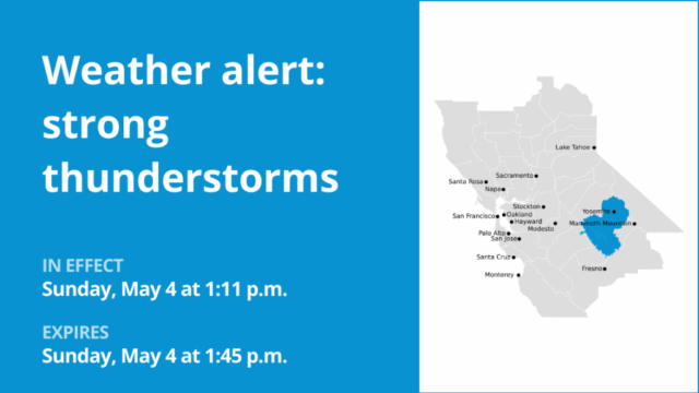 Espere que as tempestades fortes atinjam Yosemite na tarde de domingo. As rajadas de vento podem atingir 40 mph.



