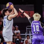 Mikka Cacho feminino de Gilas Pilipinas durante a série feminina da FIBA ​​3x3 em Chengdu, China.