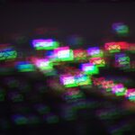 a pattern of multicolored photo-moshed envelopes flowing across on a dark background