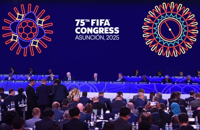 Em 15 de maio de 2025, Luque é a paisagem geral durante o 75º Congresso da FIFA no Centro Conmebol, em Paraguai. (