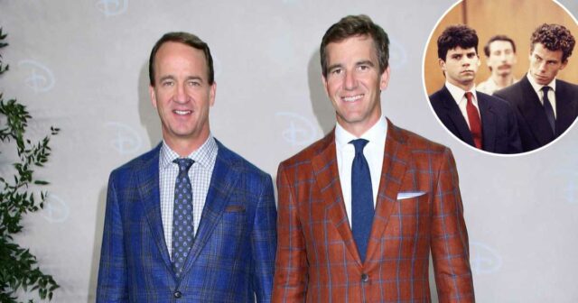 Jimmy Kimmel Asa Peyton Manning Eli Manning com Eric Menéndez Lyle Menéndez 3