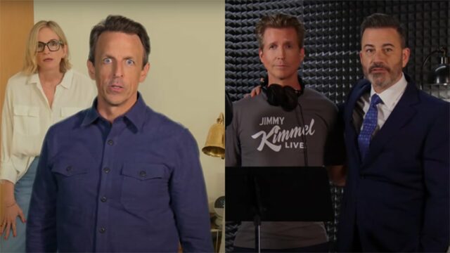 Jimmy Kimmel e Seth Meyers lançam anúncios brutais de ataque um no outro

