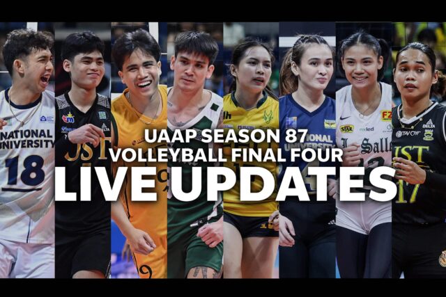 UAAP Temporada 87 Cronograma da Final de Volleyball, atualizações ao vivo, histórias, fotos e vídeos em 3 de maio, apresentando, Nu, FEU, UST e La Salle.