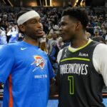 Shai Gilgeous-Alexander-Anthony Edwards Thunder vs Timberwolves NBA Playoffs Finals da Conferência Oeste