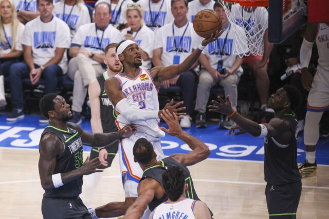 Shai Gilgeous-Alexander OKC Thunder Minnesota Timberwolves NBA Playoffs Bath