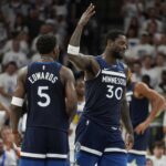 O Minnesota Timberwolves avançado Julius Randle (30), quarta -feira, 14 de maio de 2025, reagiu depois de marcar a segunda rodada da NBA Basketball da segunda rodada da série de playoffs em Minneapolis.