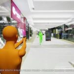Uma mosca informatizada mostra o momento em que a inspetor Amy Scott abriu fogo em Joel Cauchi em Westfield Bondi Junction