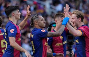 O Barcelona passa com manobras do Real Madrid, abordando o título de La Liga Barcelona Real Madrid bate em espanhol La Liga