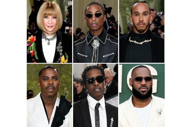 Esta foto de combinação mostra várias moda usadas pelo rapper A $ AP Rocky