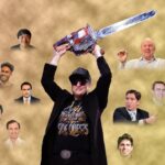 A photo collage and illustration of some of the people in the venture capital world said to be working with Elon Musk's Department of Government Efficiency. It includes Musk, Ethan Shaotran, Vinay Hiremath, Michael Kratsios, Baris Akis, Joe Gebbia, Marc Andreessen, Brad Smith, Scott Kupor, Shaun Maguire.