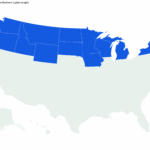 O mapa mostra os estados que podem ver a luz norte esta semana