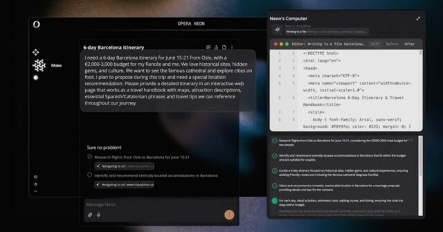 Opera revela o neon: um navegador com base na assinatura capaz de criar sites

