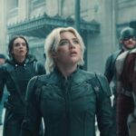 (LR): Alexei Shostakov/Red Guardian (David Harbor), Ghost (Hannah John-Kamen), Bucky Barnes (Sebastian Stan), Yelena Belova (Florence Pugh) e John Walker (Wyatt Russell) nos Thunderbolts da Marvel Studios*. Foto cedida por Marvel Studios. © 2024 Marvel.