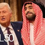 O elenco de SNL como Trump e MBS aquele abraço