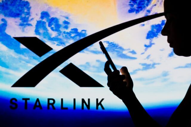 In this photo illustration, the Starlink logo is seen