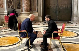 Trump compartilha novos Donald Trump disse a um público da prefeitura o que exatamente aconteceu entre ele e o presidente da Ucrânia, Volodymyr Zelensky, em sua agoraicônica reunião presencial no Vaticano
