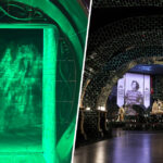 A entrada do Harry Potter e a batalha na viagem do ministério estão localizados no canto esquerdo do mundo mágico de Harry Potter: Ministério da Magia.