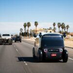 Zoox robotaxi on the road in Las Vegas