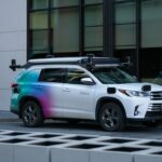 Zoox Toyota Highlander test fleet vehicle equipped with lidar, radar, camera sensors.