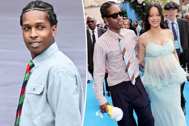 A $ AP Rocky parece revelar o gênero de seu terceiro filho com Rihanna grávida

