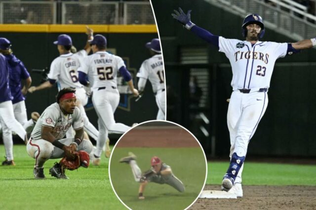 A LSU conquista o ponto na final da World Series, depois de Arkansas Botches da maneira mais brutal

