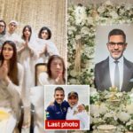 A esposa do príncipe bilionário William Sunjaay Kapura, sua esposa, participando de uma reunião de oração após sua morte aos 53 anos de idade
