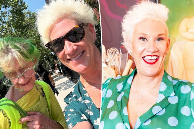 A estrela da comida Anne Burrell "pensou nos olhos" para a senhora verde do Brooklyn em uma foto final triste

