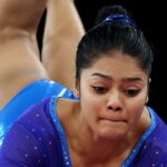 A ginasta indiana foi Nayak vence o bronze no cofre do campeonato de arte asiático