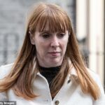 A vice -primeiro -ministra Angela Rayner é vista deixando a 10 Downing Street depois de presidir uma reunião de gabinete nesta semana