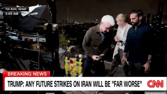 Ameaças de foguetes do Irã Ameson Anderson Cooper, CNN Crews para evacuar ao vivo no vídeo aéreo

