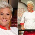Anne Burrell no tapete vermelho.