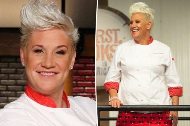 Anne Burrell no tapete vermelho. 