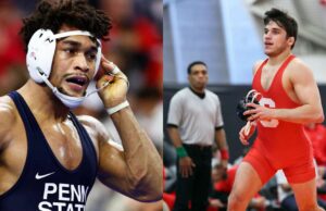 Após as grandes alegações de abuso, Carter Starocci recebeu outro lutador no acampamento de fim de semana Depois de ganhar Carter Starocci 2025 NCAA Men's Wrestling Championships - (Fonte da imagem: Getty)