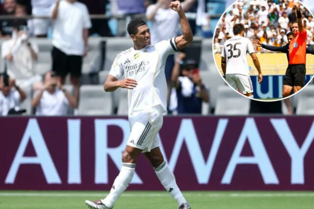Jude Bellingham comemora depois de marcar durante a partida do Real Madrid-Pachuca em 22 de junho de 2025. 