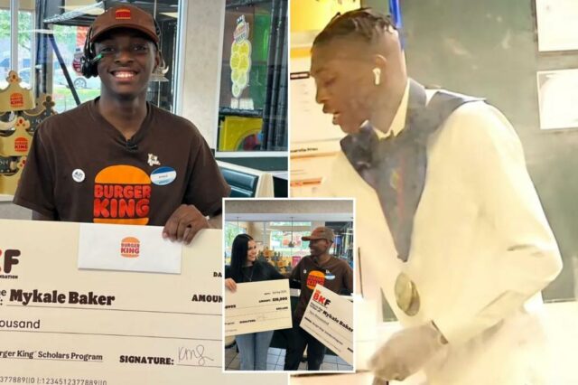 Burger King Mykale Baker, que trabalhava à noite à noite, tomando uma decisão em um bosque viral, uma coleção de dinheiro no valor de 231 mil. USD

