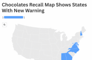 Chocolates Lembre -se de que o mapa mostra os estados com um novo aviso Mapa de visualização