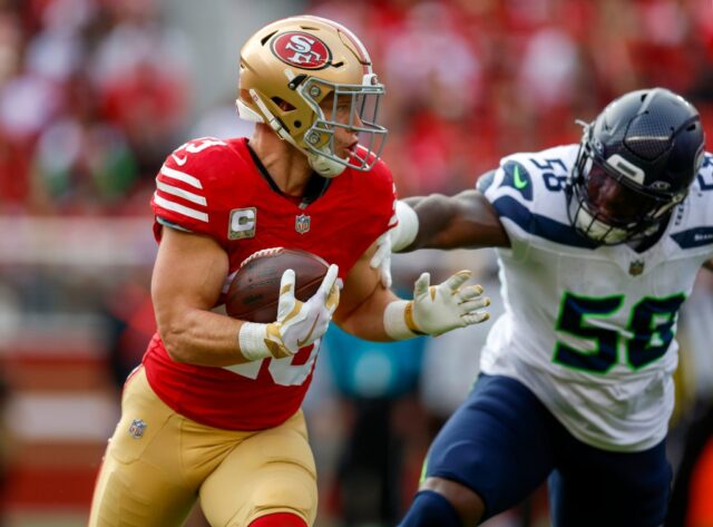 Christian McCafrey está de volta ao seu velho? Vamos descobrir O Christian McCafrey, de San Francisco 49ers, fala durante uma conferência de imprensa em Santa Clara, Califórnia, na quarta -feira, 11 de junho de 2025 (Dai Sugano/Bay Area News Group)