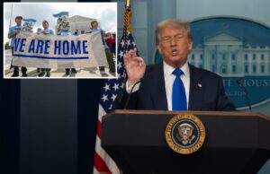 Cidadania de aniversário continua sendo a lei do país – por enquanto – apesar da decisão de Scotus Manifestantes com um banner que lê